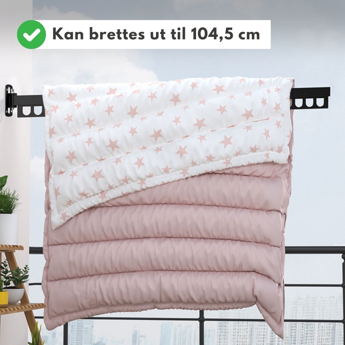 Veggmontert tørkestativ, uttrekkbart - Lindas Dekor