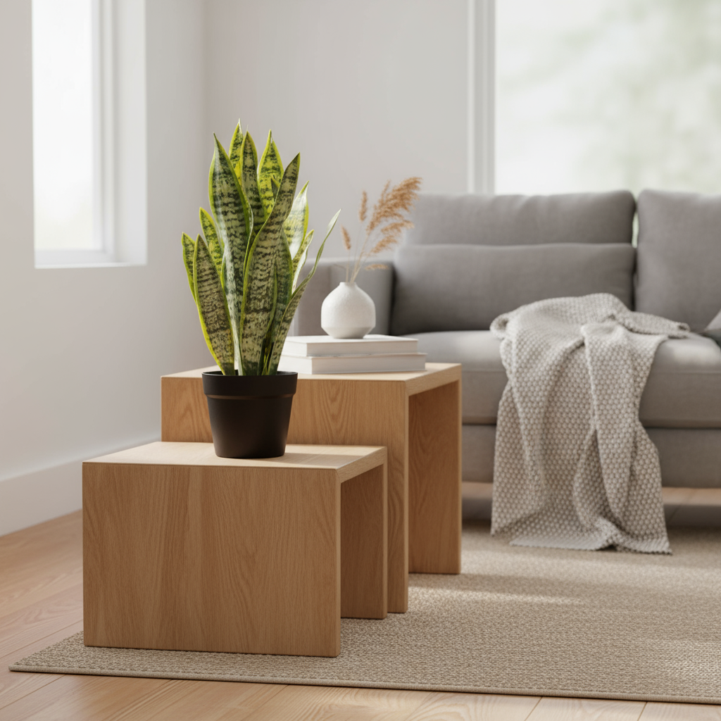 Kunstig svigermors tunge i sort potte, 55 cm høy