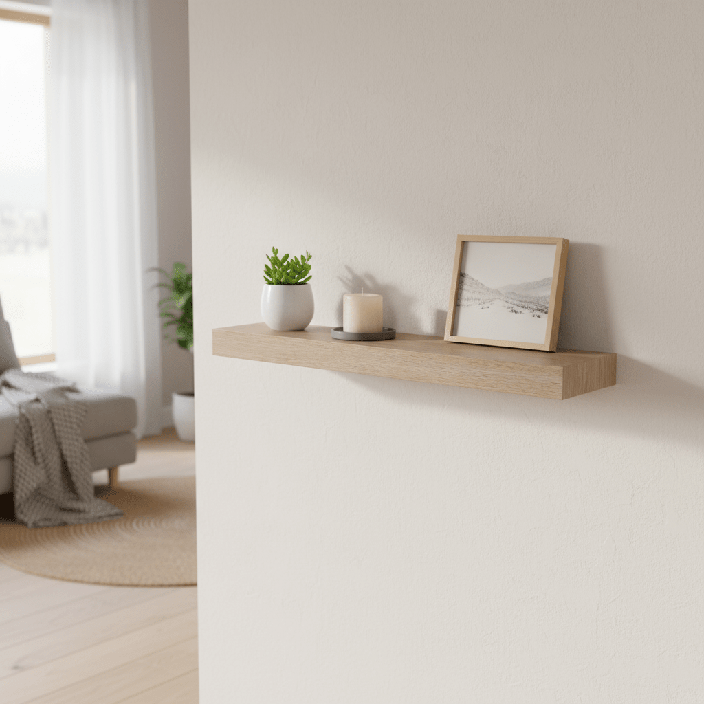 Hylle med LED - lys natur - Lindas Dekor