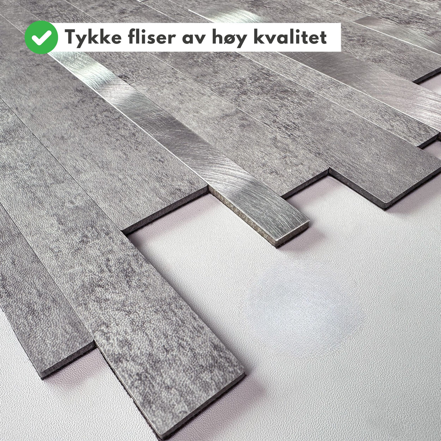 10-pk Stein lys grå XL selvklebende veggfliser