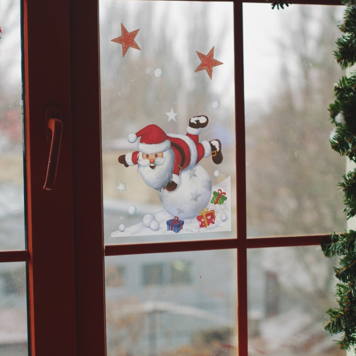 Julestickers nisse med glitter 2 design 29 x 35 cm - Lindas Dekor Wallstickers