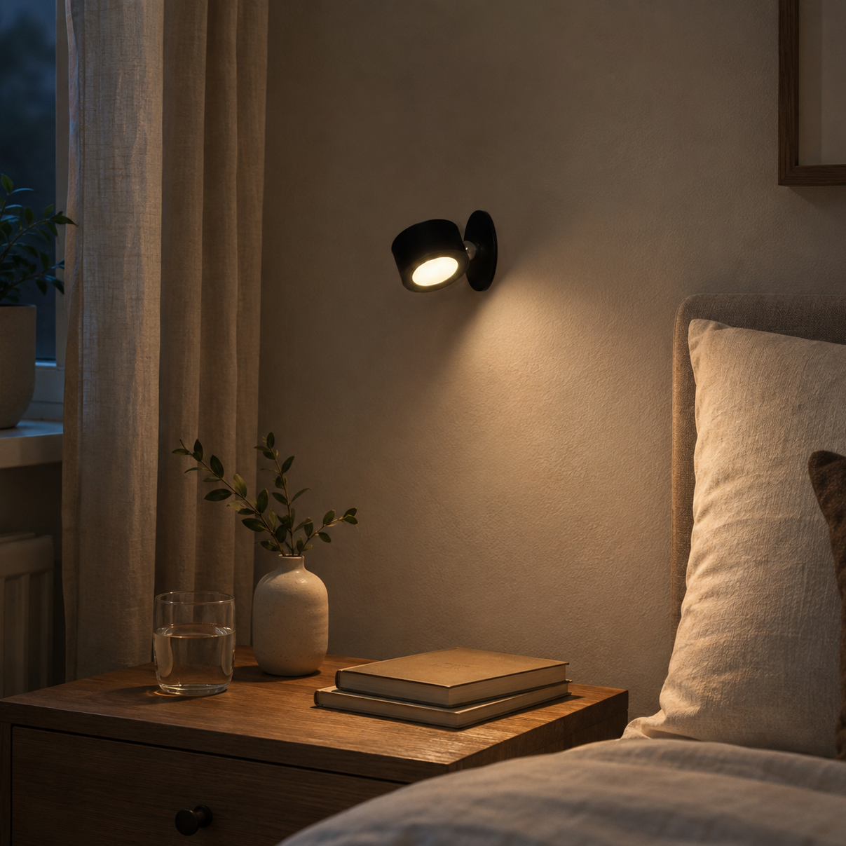 Oppladbar LED-vegglampe sort med touch-dimming 9,2 cm