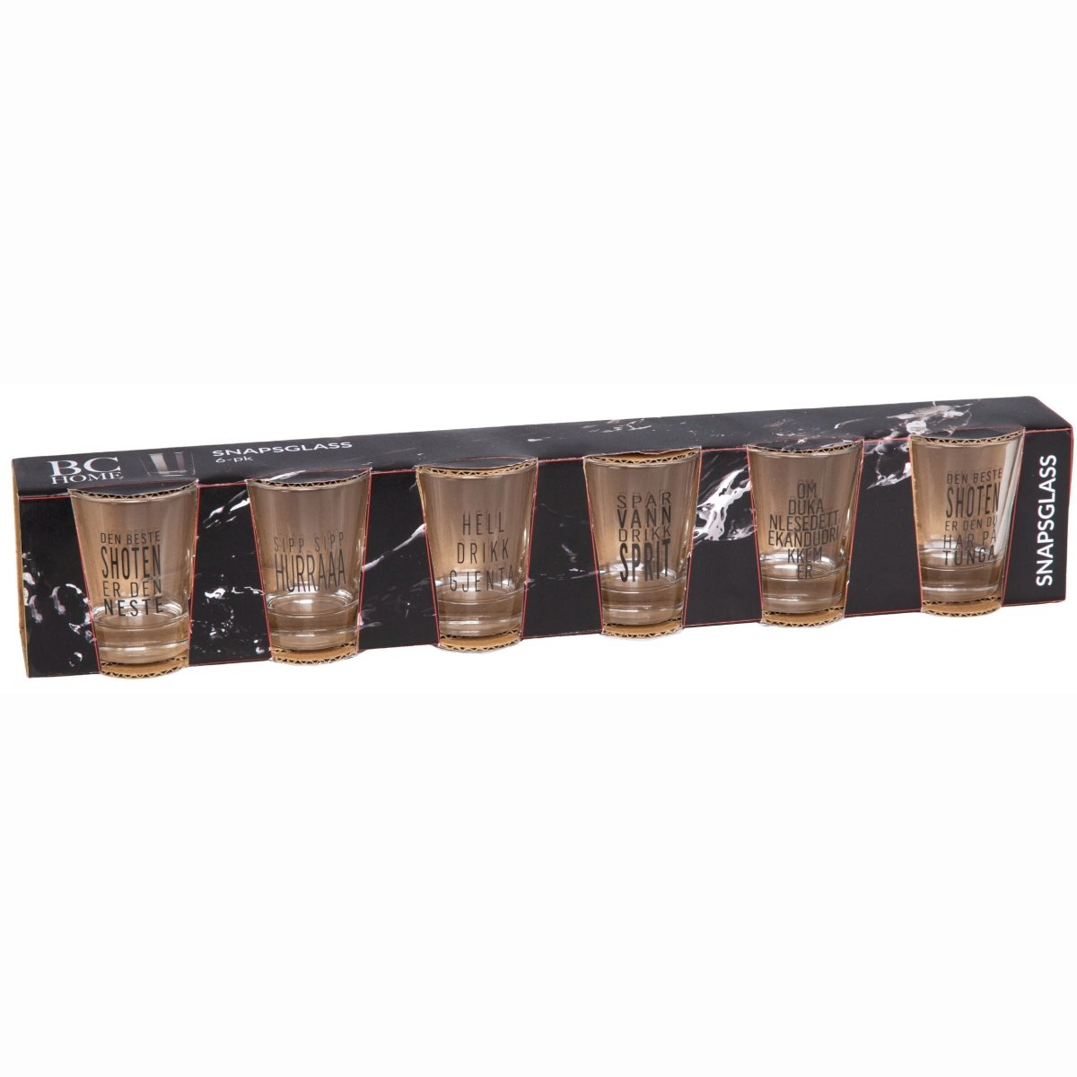 6 - pk Shotglass gutta tekster - Lindas Dekor