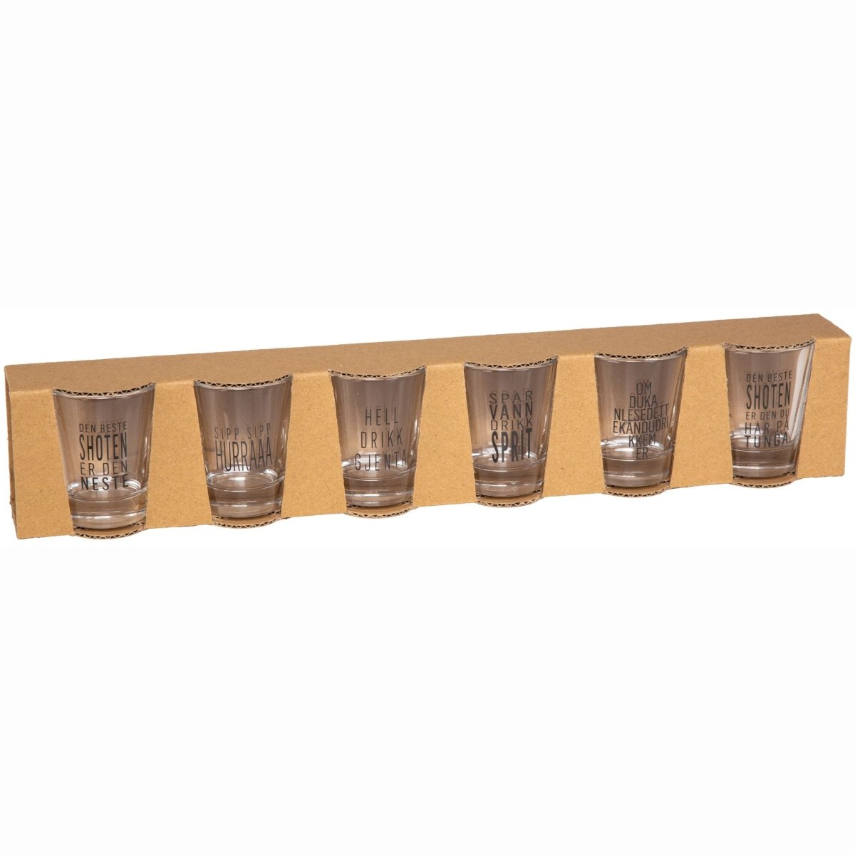 6 - pk Shotglass gutta tekster - Lindas Dekor