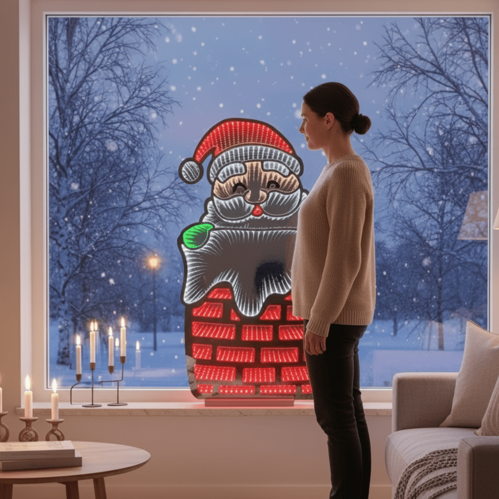 Nisse i pipe LED lysskilt todisig 90 cm - Lindas Dekor