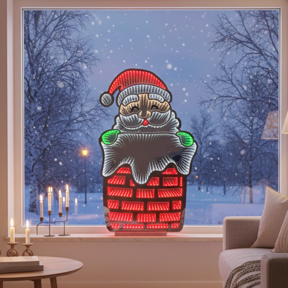 Nisse i pipe lysskilt tosidig 90 cm