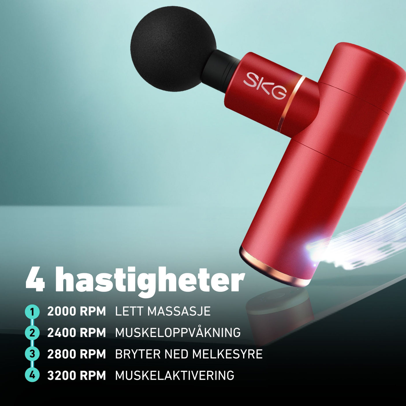 Kraftig vibrasjonsteknologi gir dypvevsmassasje og bidrar til økt blodsirkulasjon.