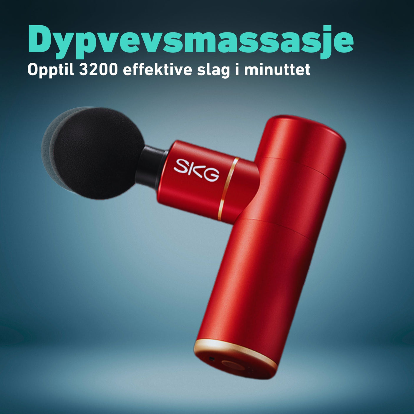 Lett og stillegående massasjepistol med justerbar intensitet for ulike muskelgrupper.