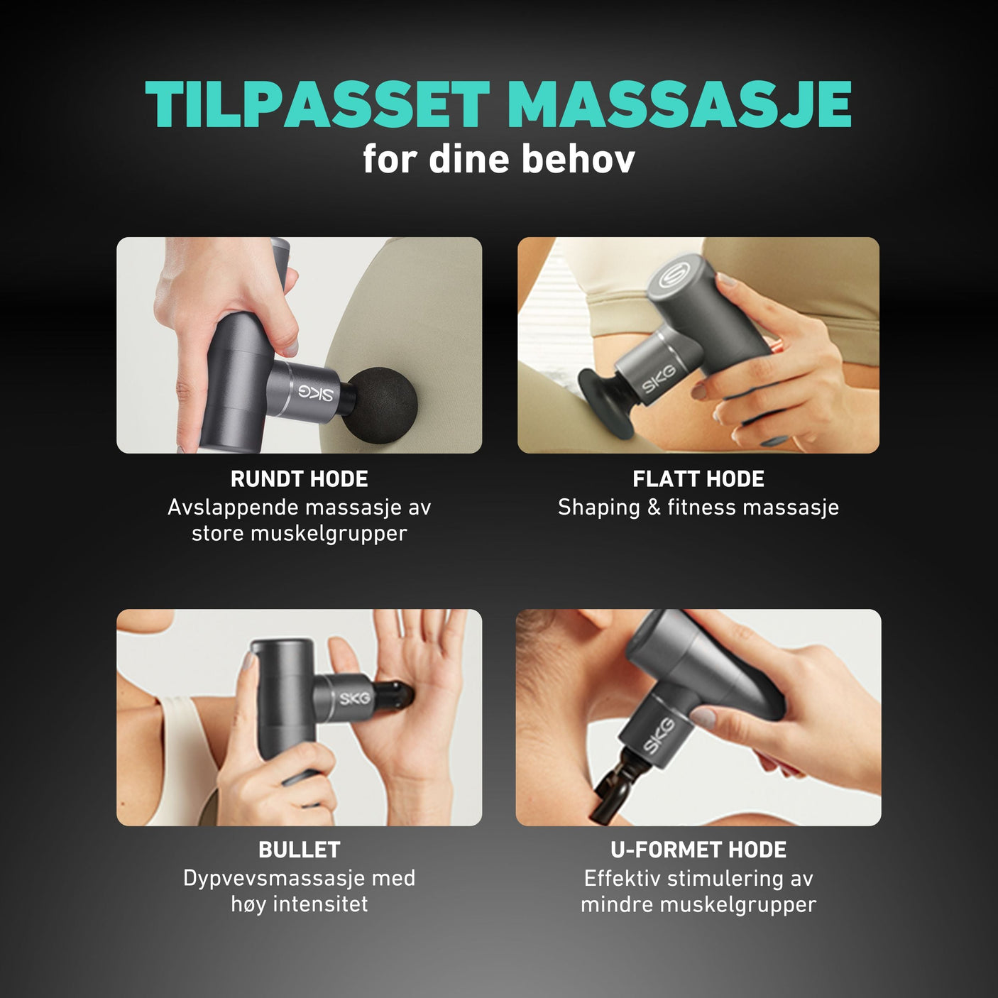 Effektiv muskelmassasje med kraftige vibrasjoner og justerbare innstillinger.