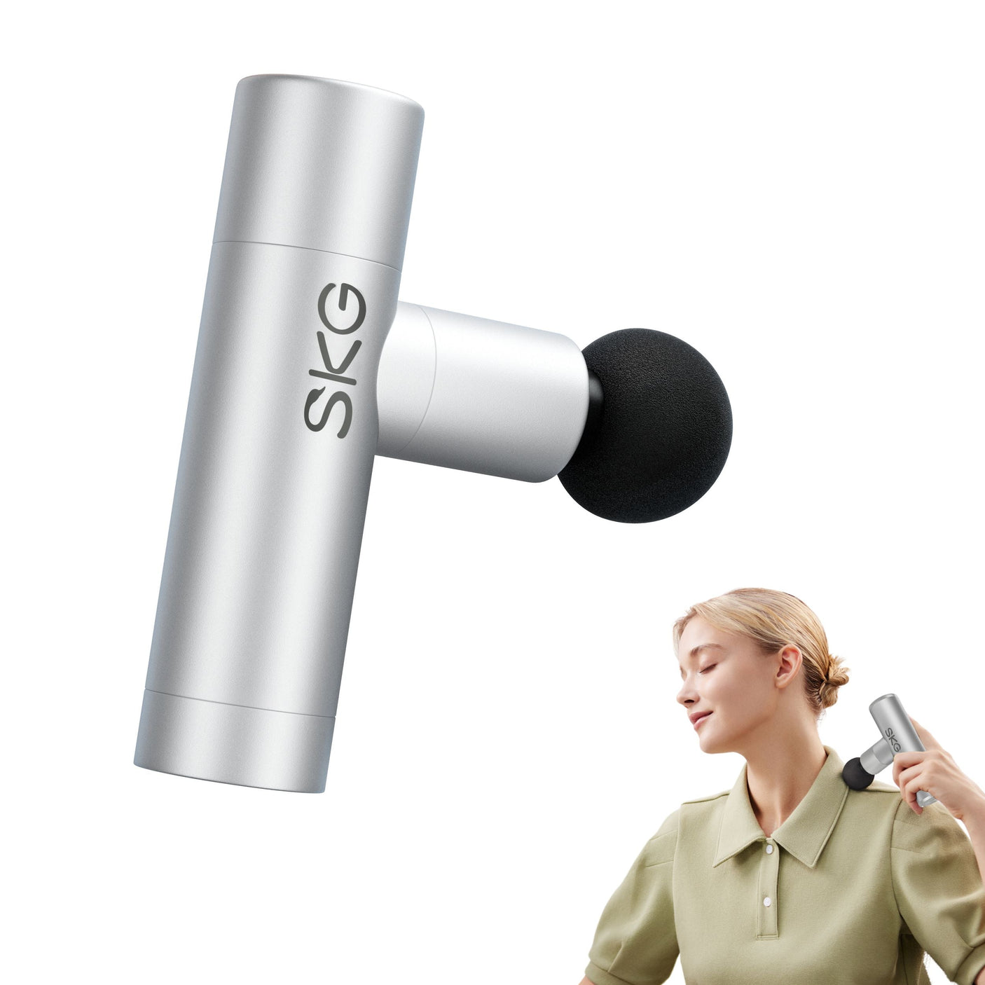 Kompakt massasjepistol for muskelavslapning og restitusjon.