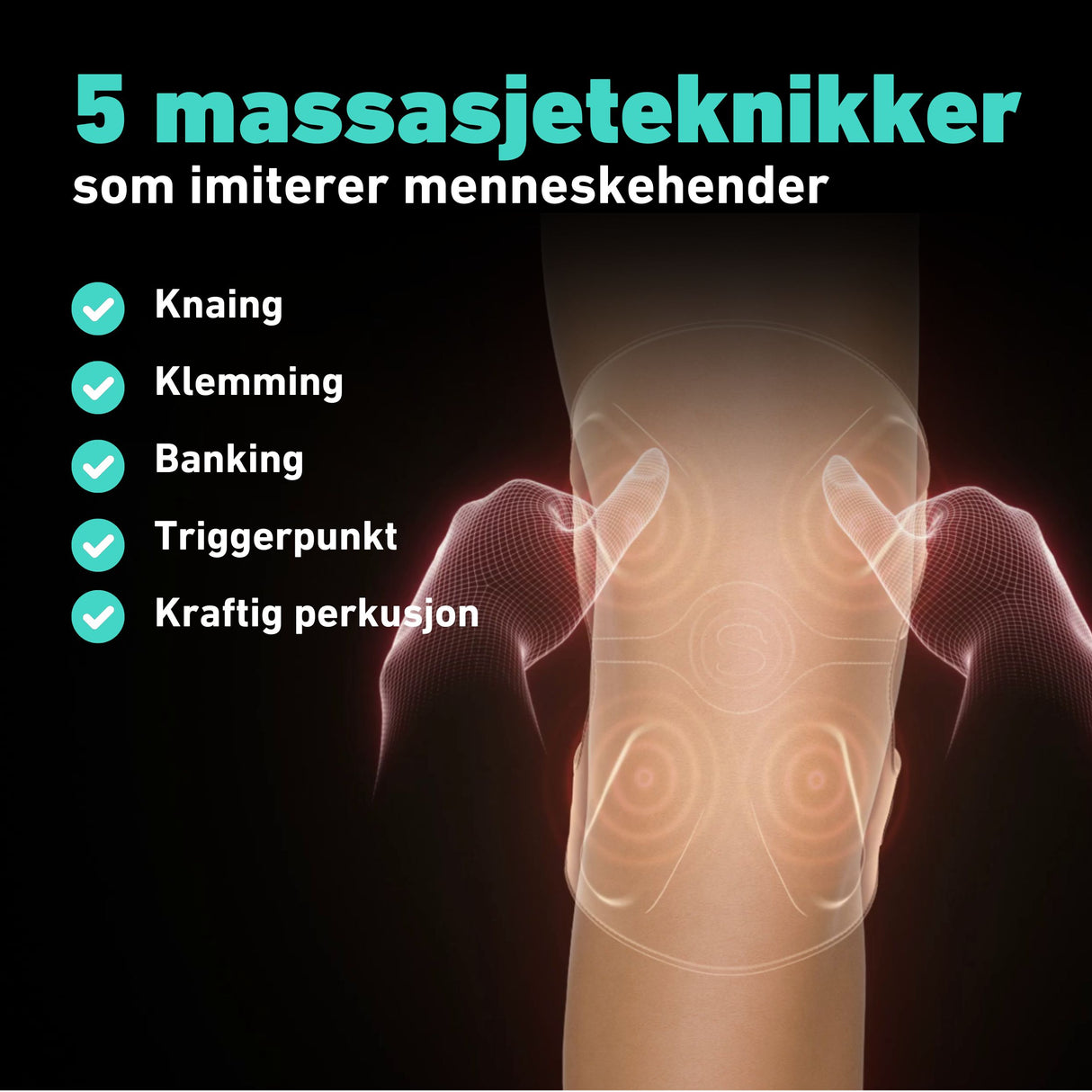 Justerbar kne-massasjeenhet for smertelindring og muskelavslapning.
