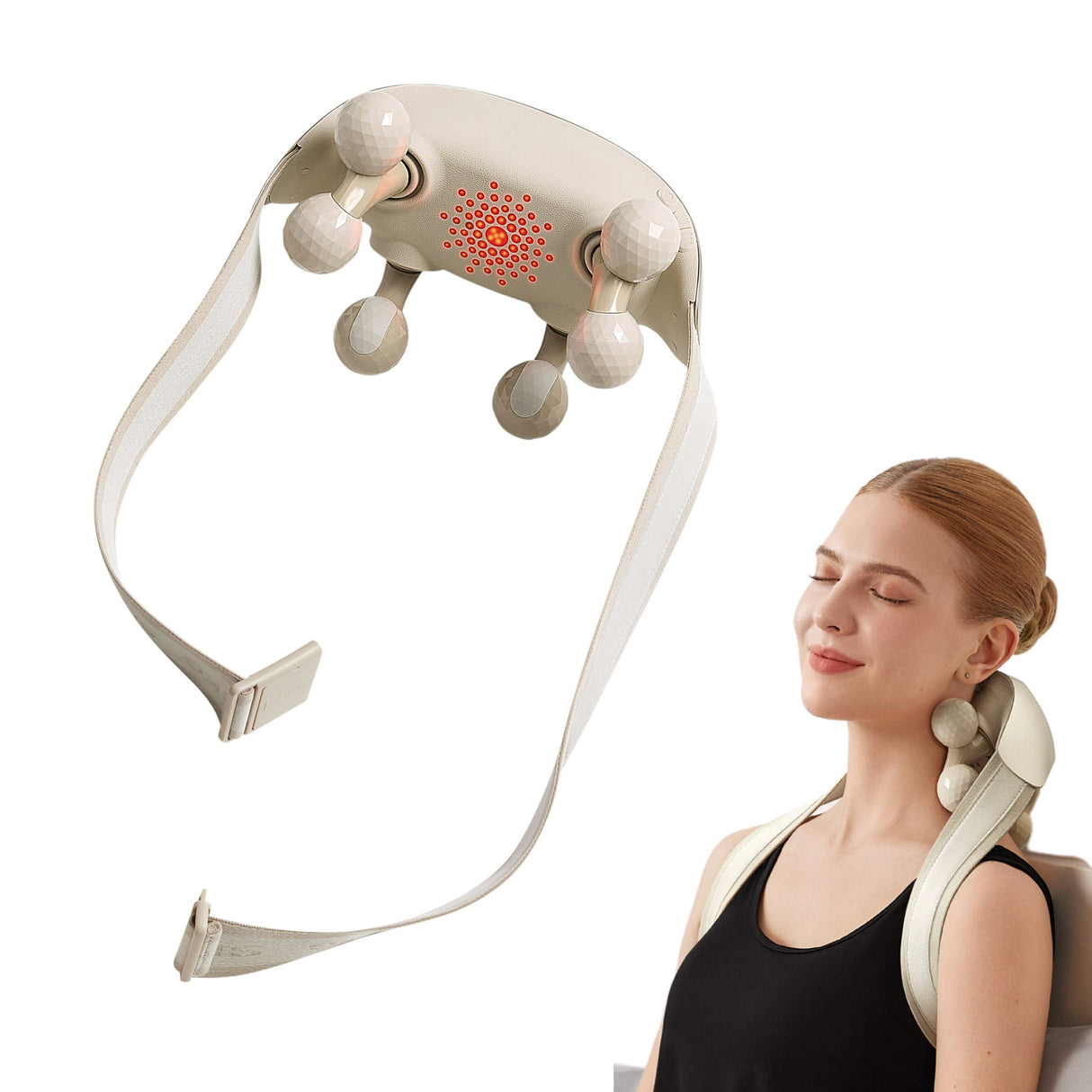 Elektrisk massasjeenhet for nakke og skuldre med dyptgående knaing.