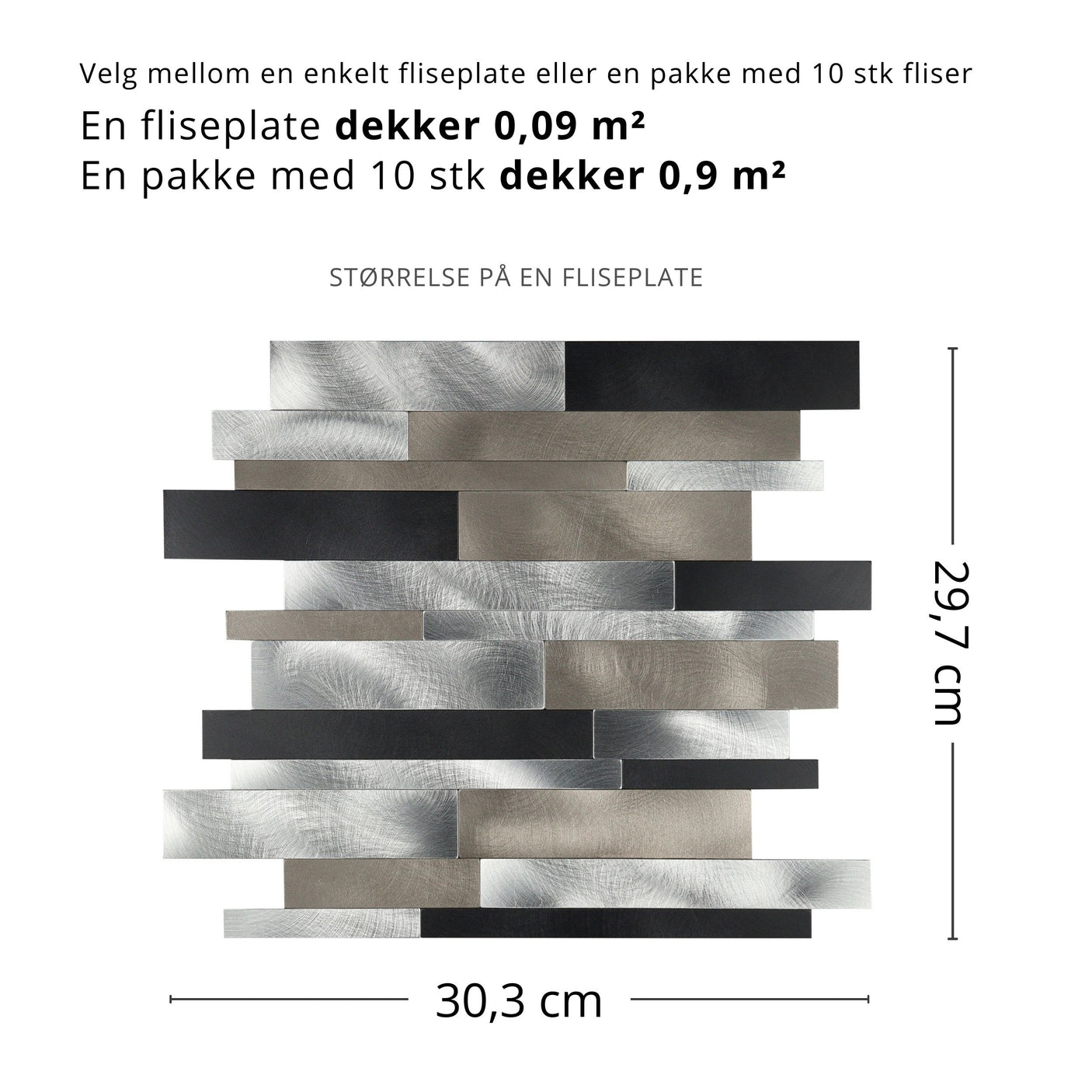 Mål og produktinformasjon for Tanya Stav selvklebende veggfliser