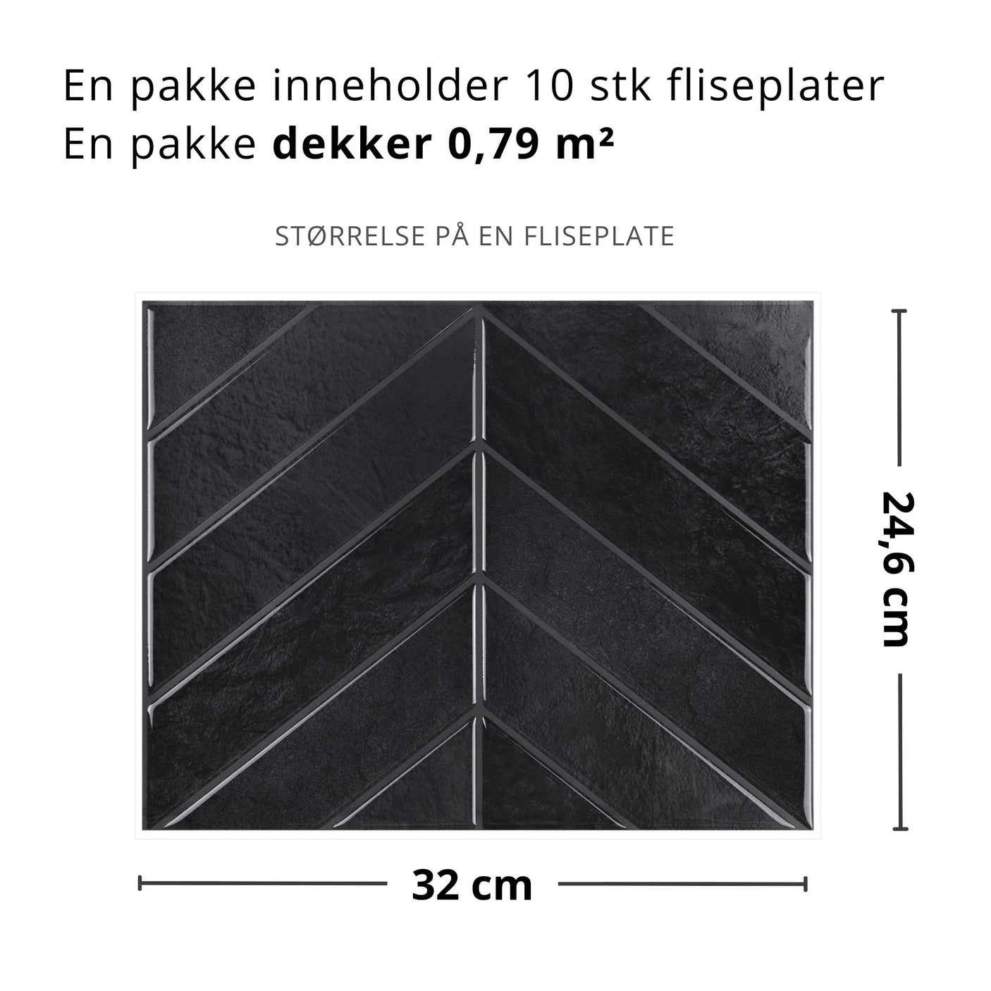 Evelina sort selvklebende veggfliser