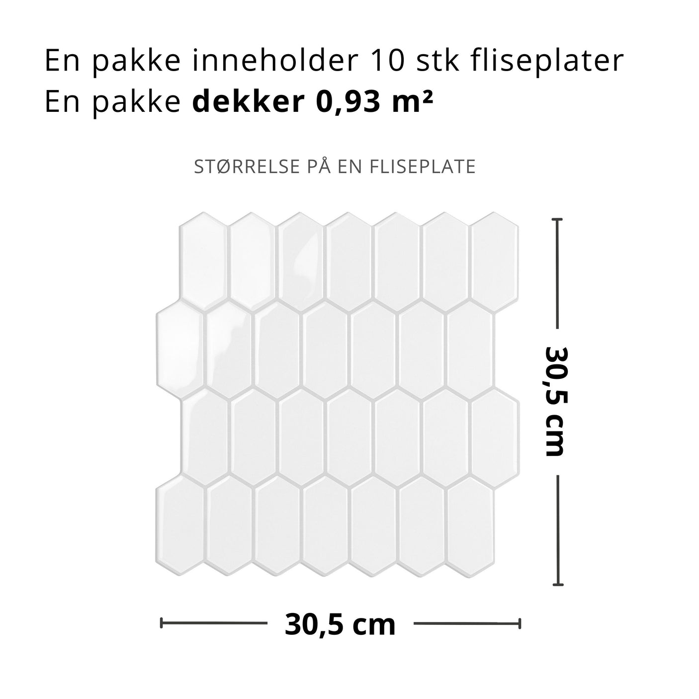 Alexandra hvit selvklebende veggfliser