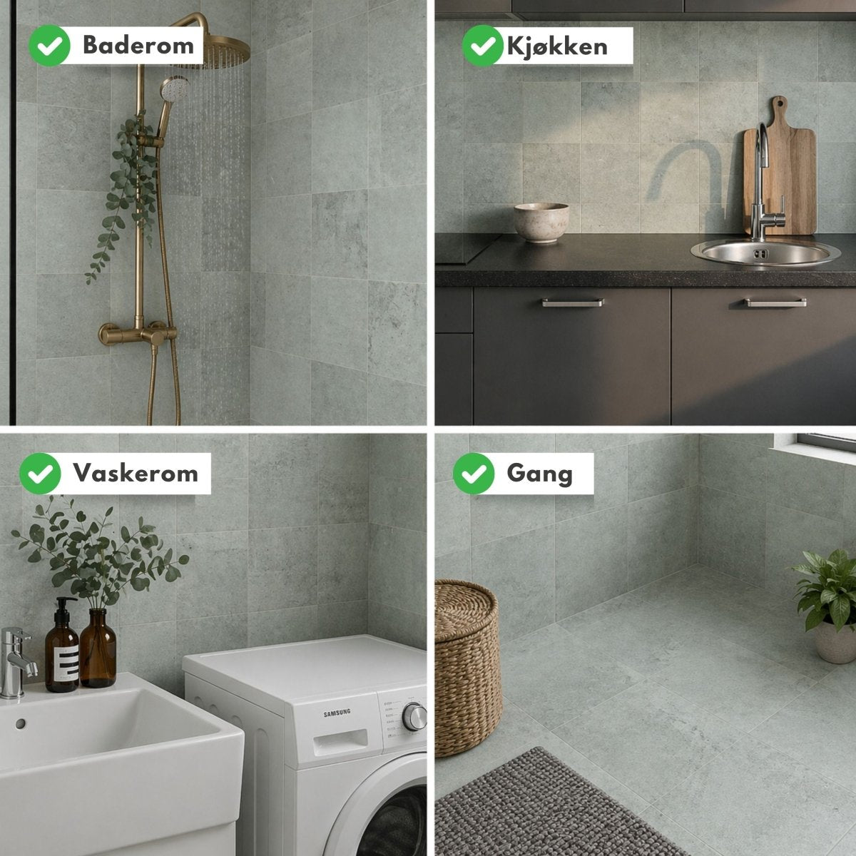 8 - pk Amsterdam spearmint selvklebende fliser 40 x 40 cm - Lindas Dekor