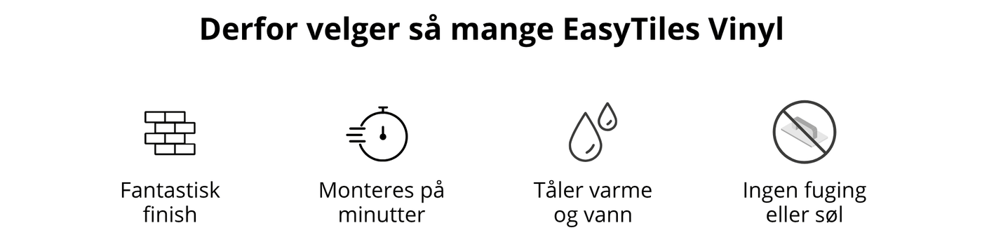 Fordeler med EasyTiles Vinyl enkel montering tåler vann og varme uten fuging