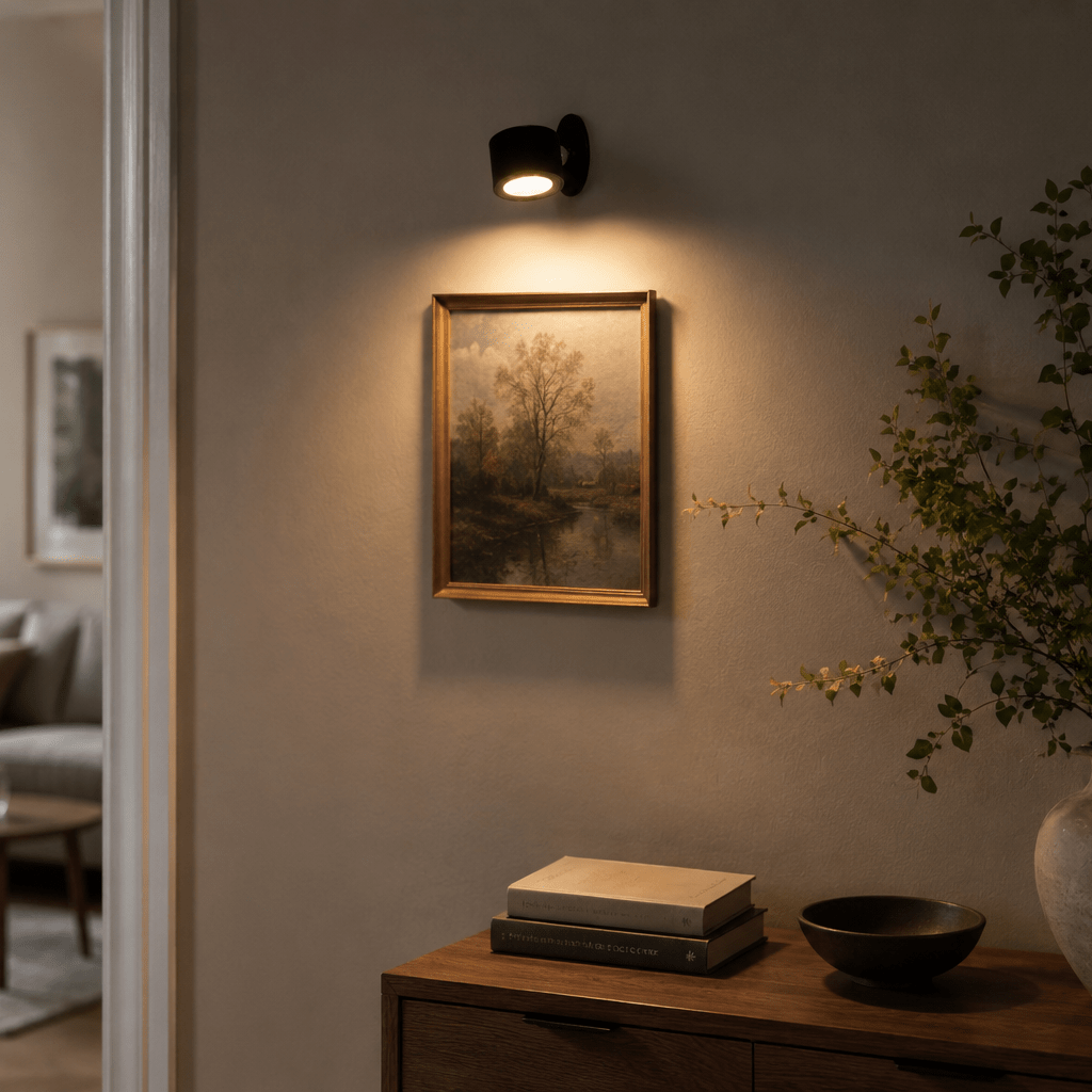 Uppladdbar LED-vägglampa svart med touch-dimming 9,2 cm - Lindas Dekor vägglampa