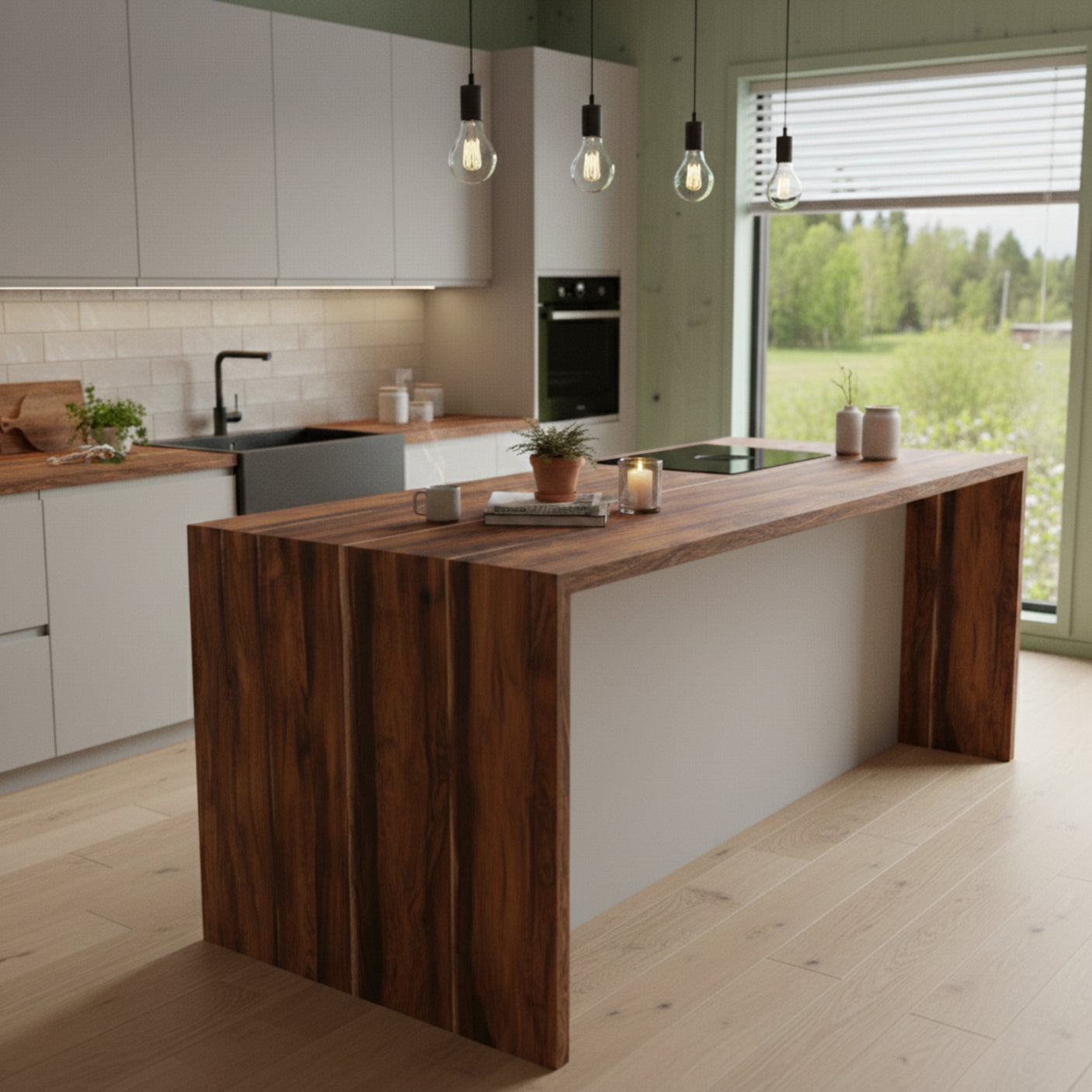 Premium aspen eik kontaktplast på benkeplate og kjøkkenøy