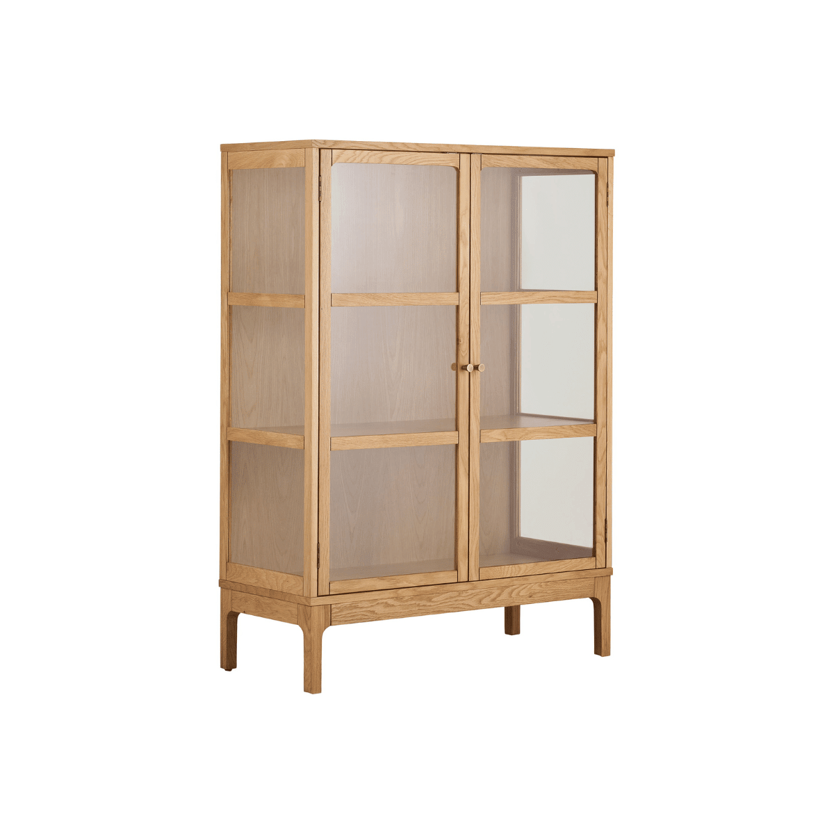 Zamora vitrineskap 2 glassdører eik natur 90 x 40 x 126 cm - Lindas Dekor Vitrineskap