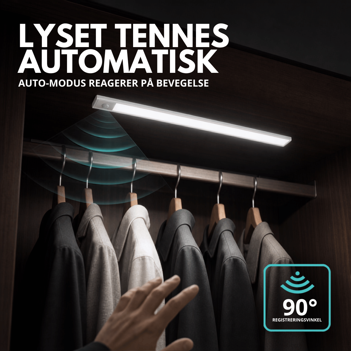 Oppladbar LED-list med bevegelsessensor 60 cm