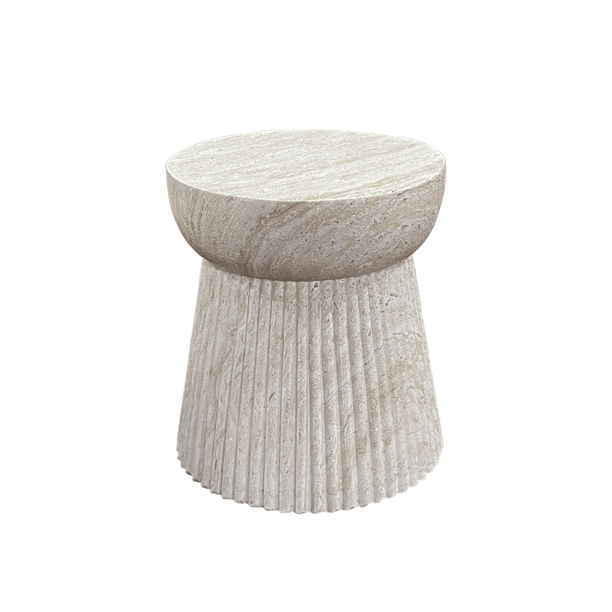 Bonn sidebord fiberclay riflet natur ø37 cm - Lindas Dekor Sidebord