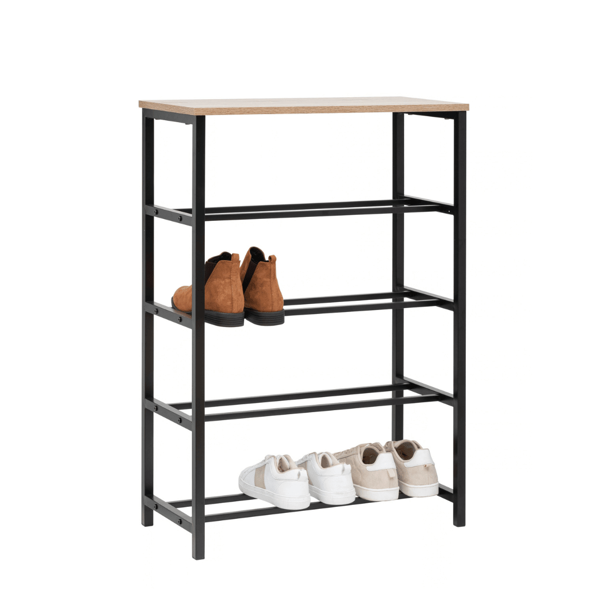 Aliaj konsollbord med skohyller, sort og tre 63 cm - Lindas Dekor Konsollbord