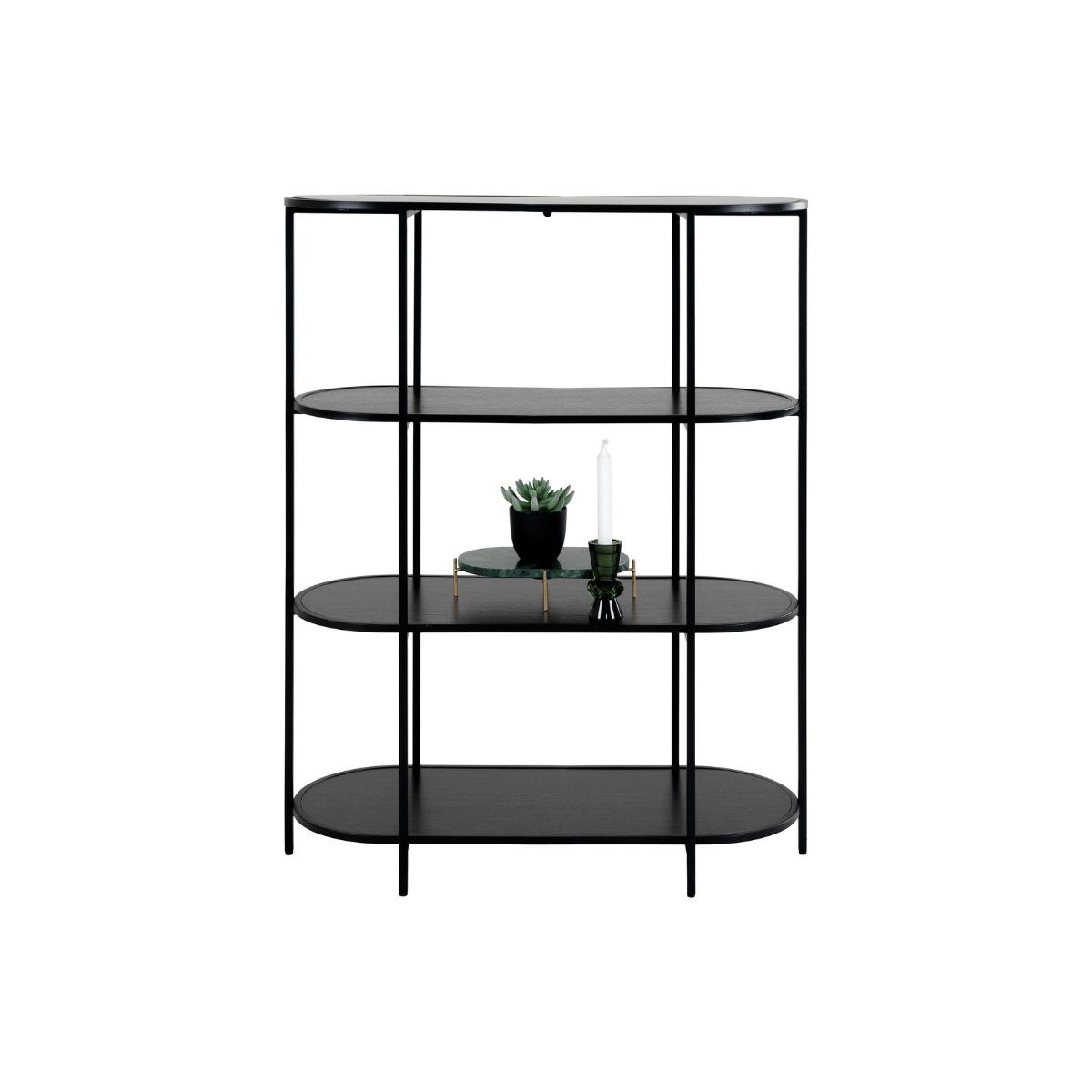 Vita oval bokhylle 4 hyller sort 85x36x111 cm