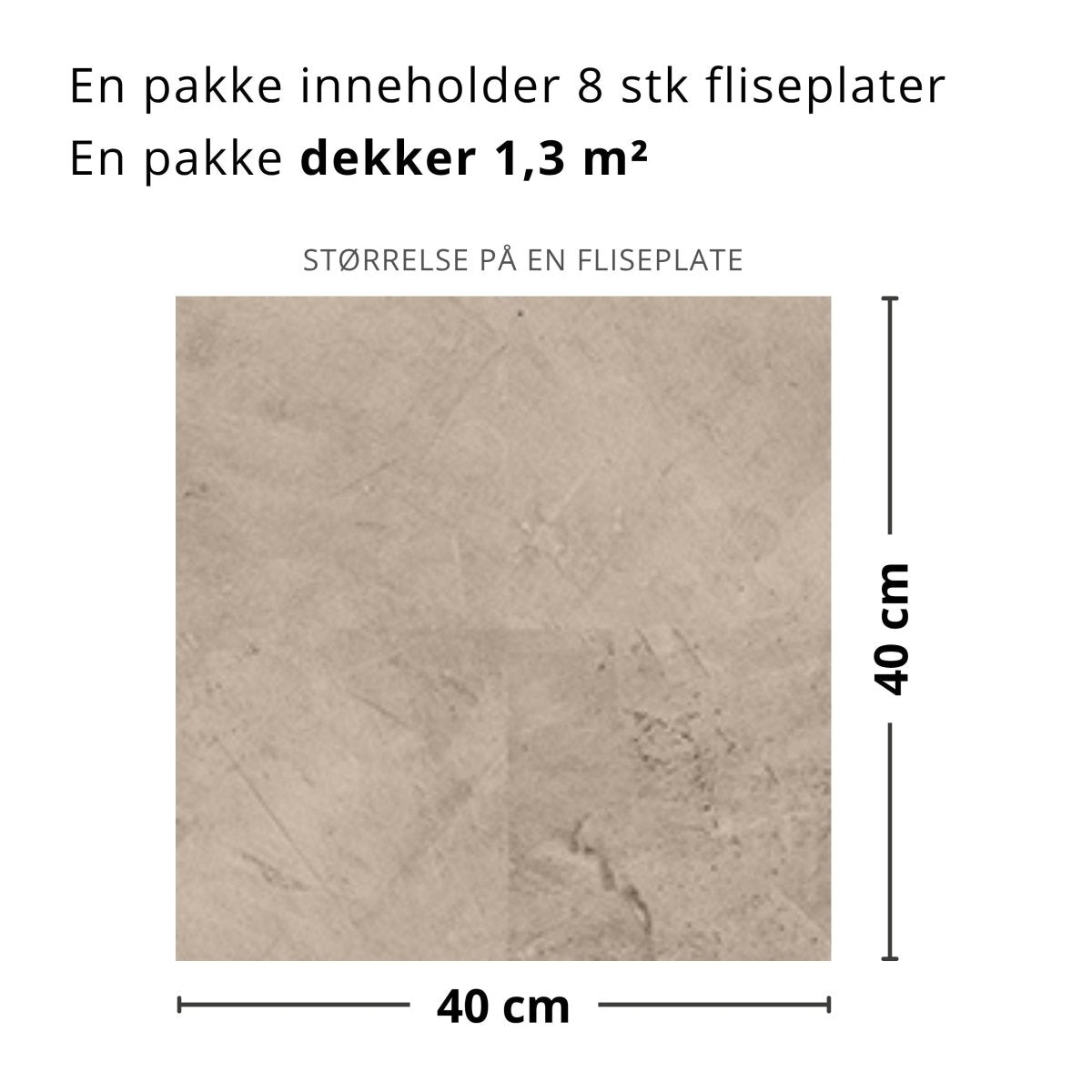 8 - pk Amsterdam beige betonglook selvklebende fliser 40 x 40 cm - Lindas Dekor