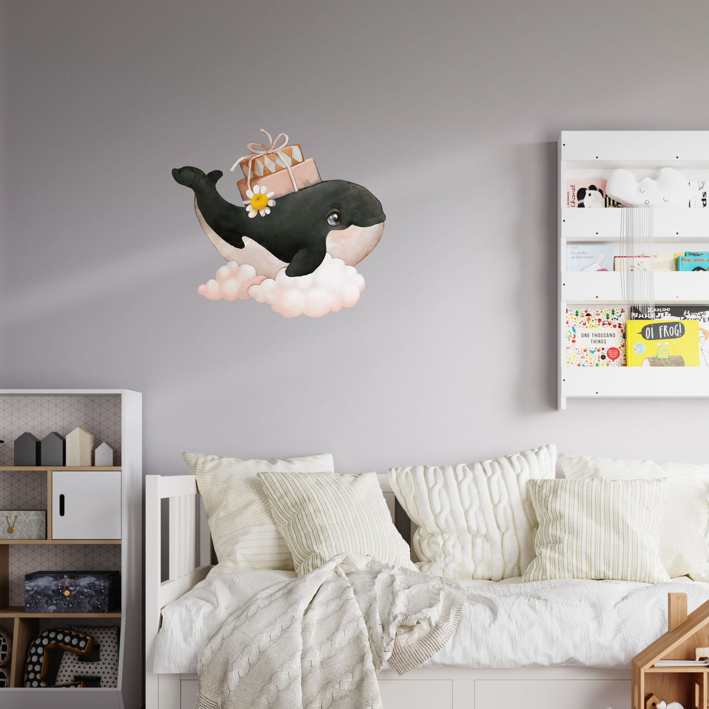 Hval på sky klistremerke