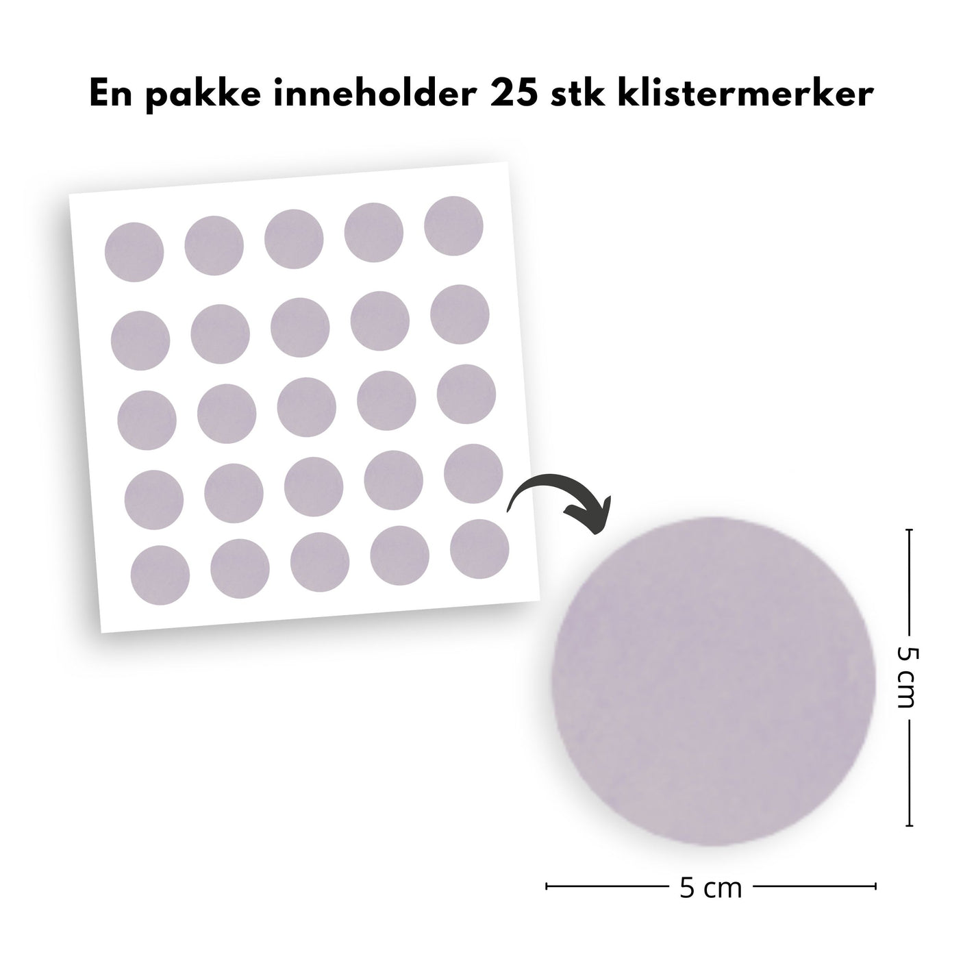 25-pk prikker klistremerker, lilla