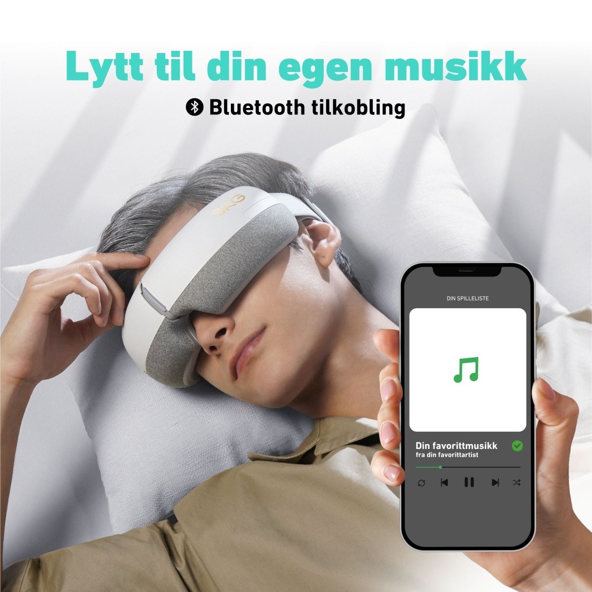 Moderne øyemaske med varme og vibrasjonsmassasje.
