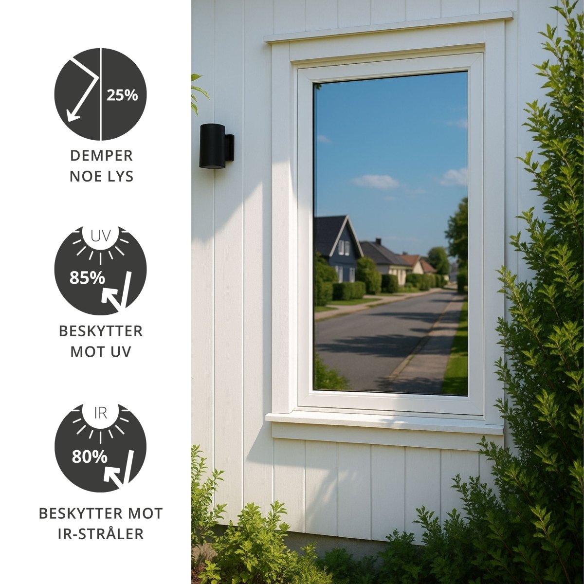 Static Reflektiv vindusfolie 90 cm x 2 meter - Lindas Dekor
