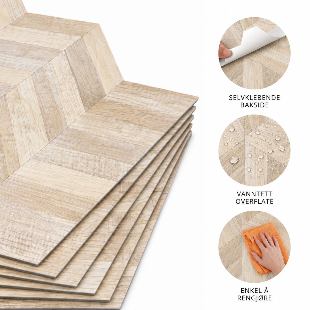 10-pk Nordic Chevron selvklebende veggfliser