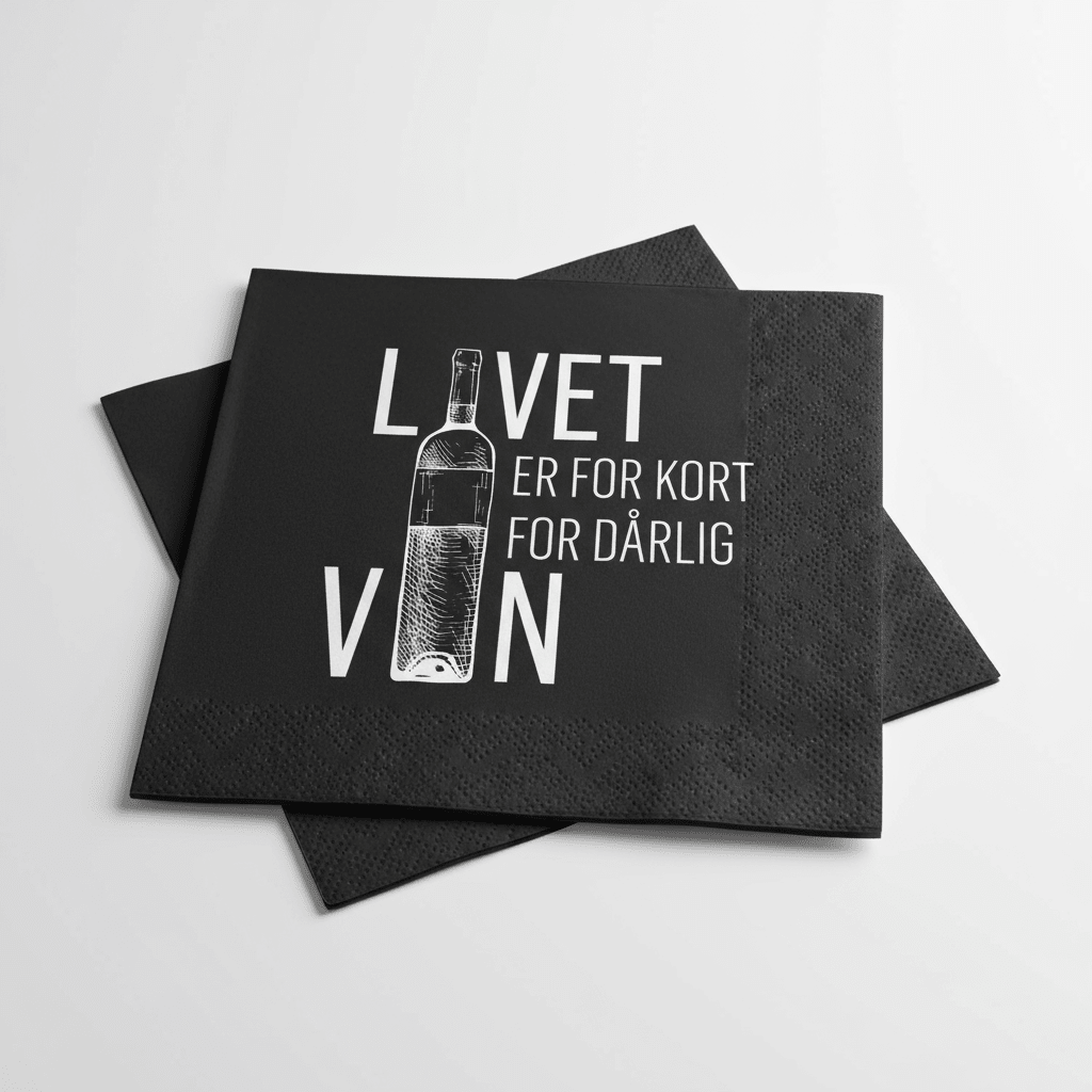 20 - pk Serviett "Livet er for kort for dårlig vin" - Lindas Dekor