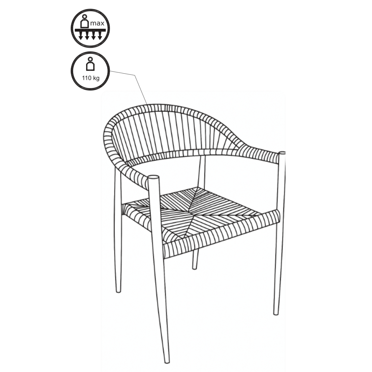 2 - pk Canari hagestol natur/sort - Lindas Dekor