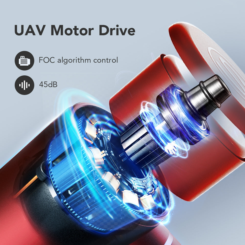 Oppladbar massasjepistol F3 rød med flere hastighetsnivåer for tilpasset massasje.