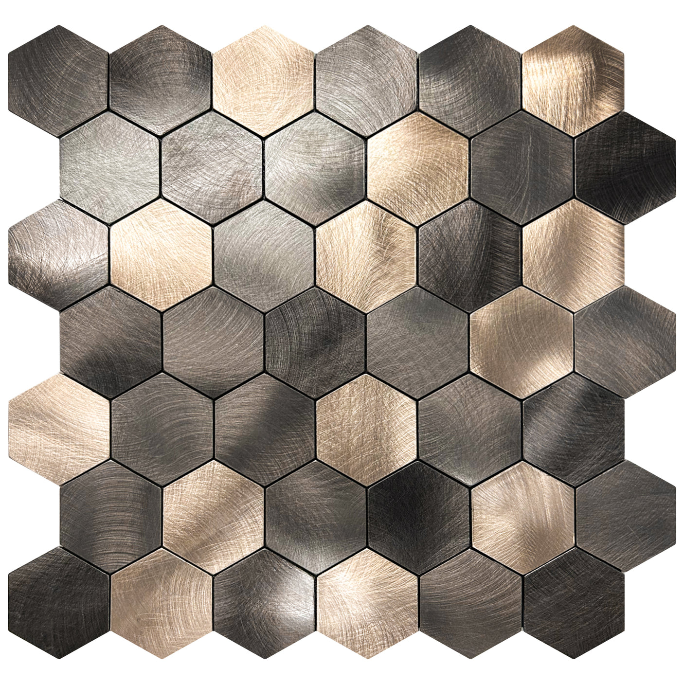 Selvklebende veggfliser i hexagon-design med skinnende nyanser av sort, grå og beige – moderne mosaikkfliser til kjøkken og bad