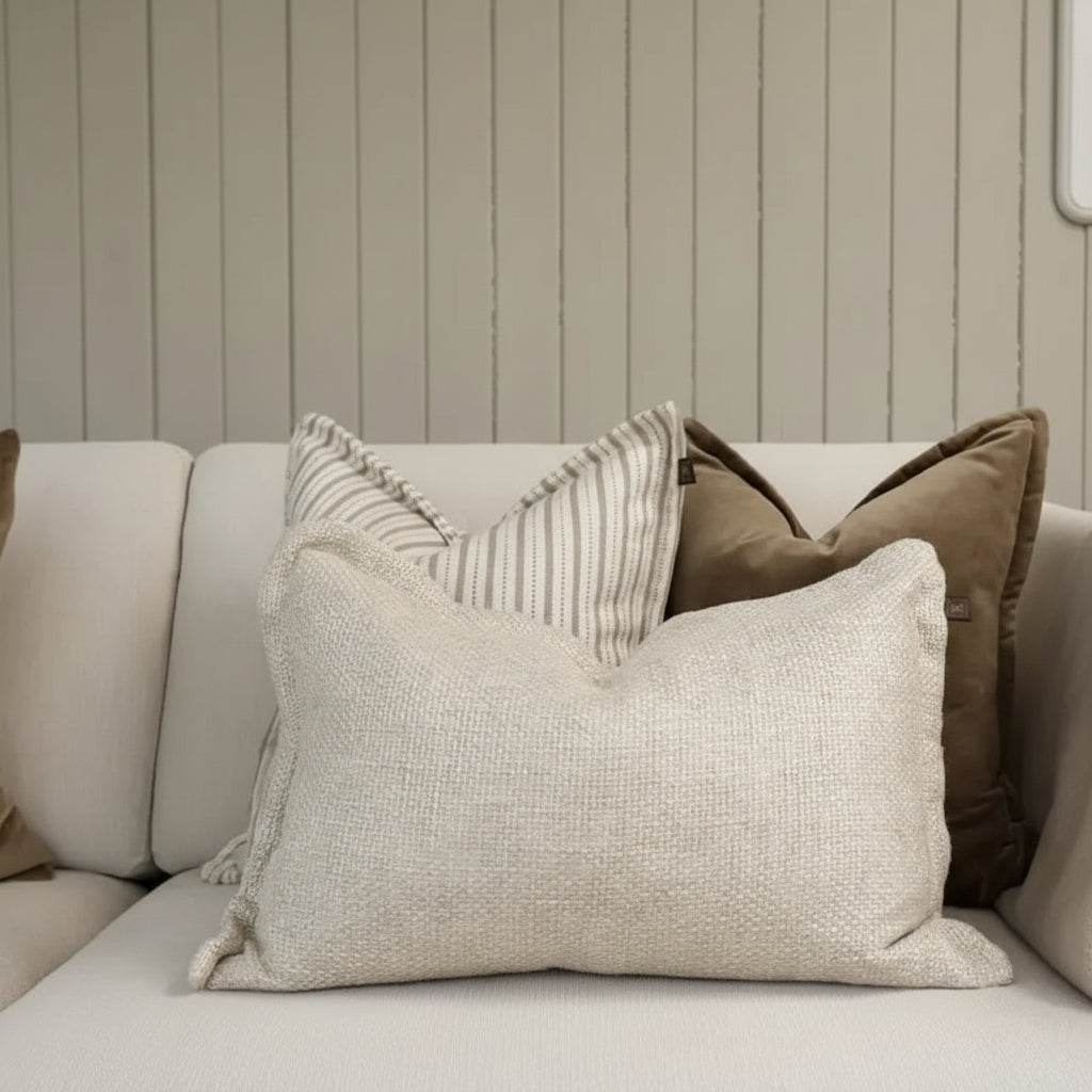 Brunt pynteputetrekk i myk velour til sofa og seng