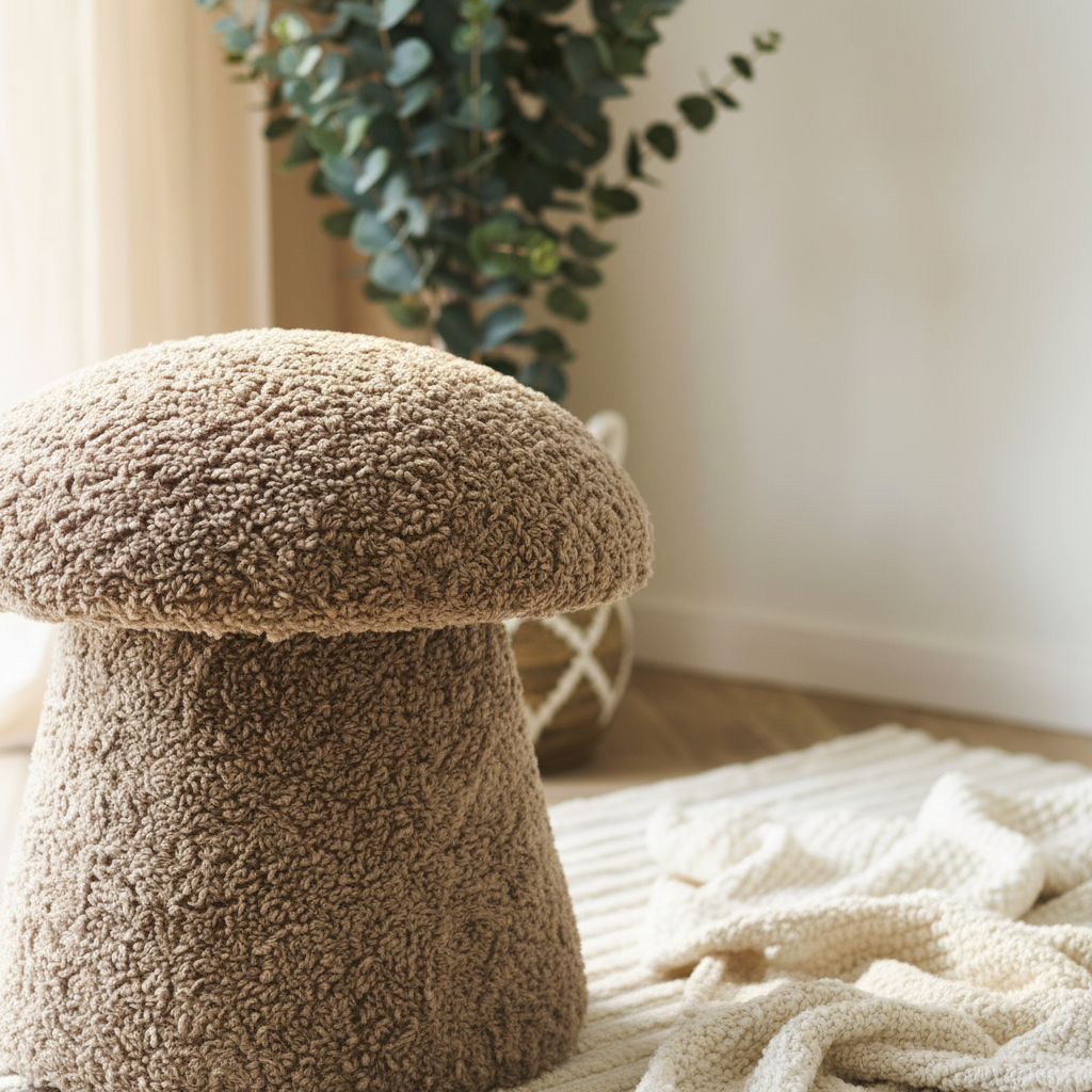 Enna puff 45 x 45 cm brukt som ekstra sitteplass i stue