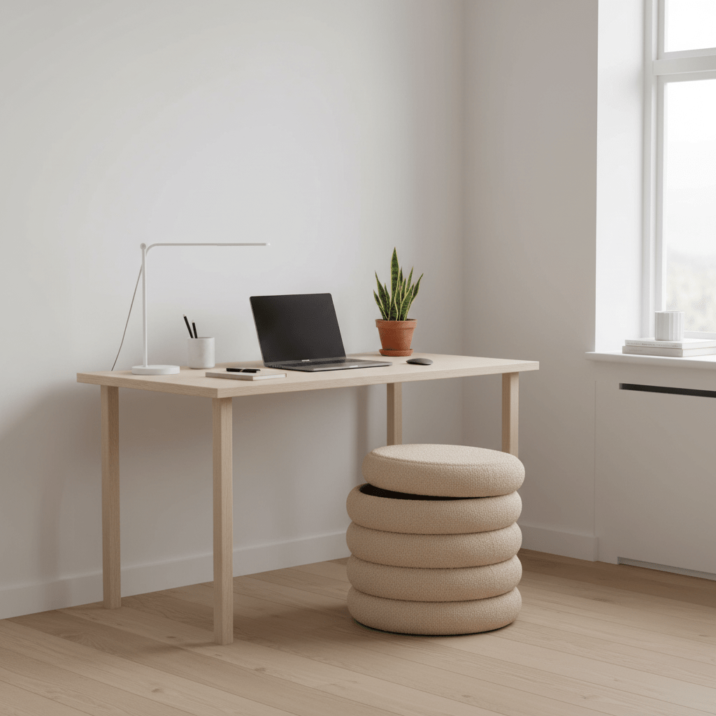Brooklyn puff med lagring beige ø44 cm - Lindas Dekor