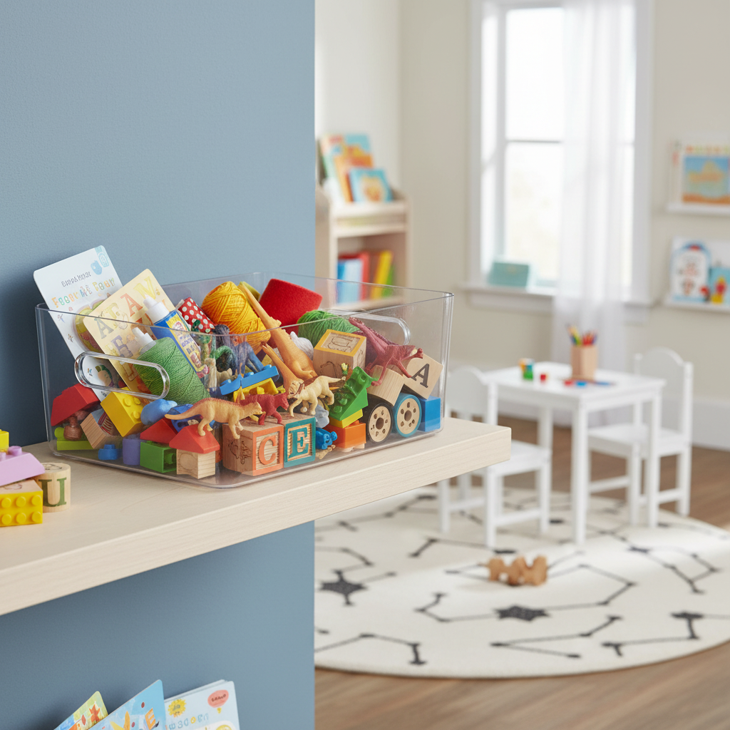 Transparent oppbevaringsboks til bad og kjøkken