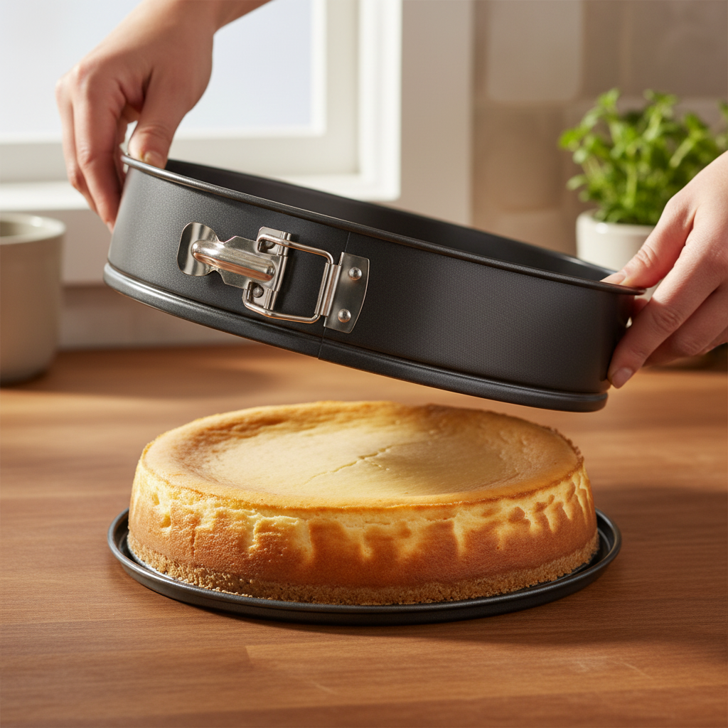 detaljbilde av låsemekanisme på springform