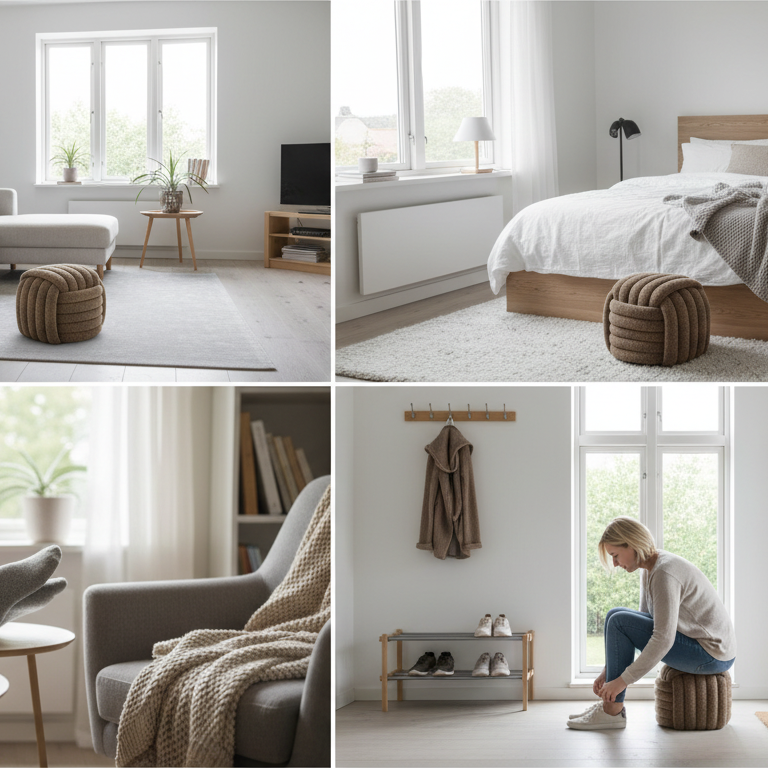 Napier puff brun ø48 cm