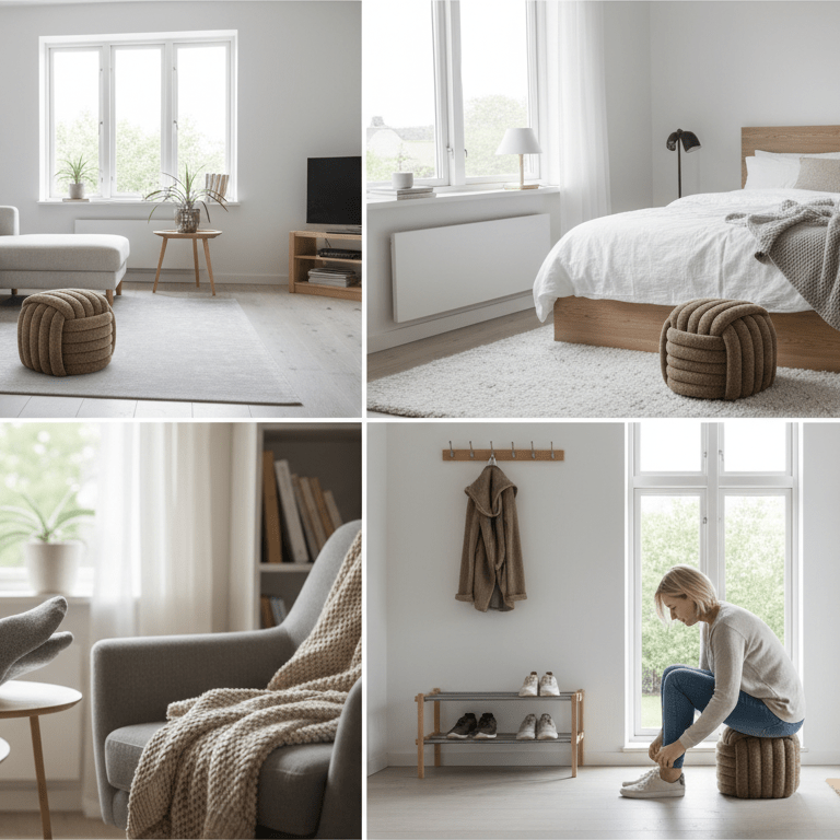 Napier puff brun ø48 cm - Lindas Dekor