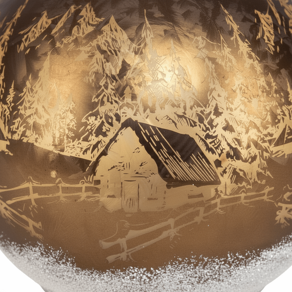 Dekorativ LED kule med vintermotiv til julepynt og borddekor