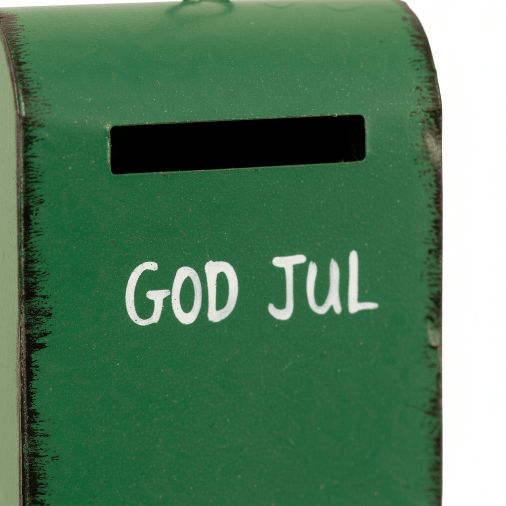 Liten grønn trepynt med God Jul tekst til juletreet