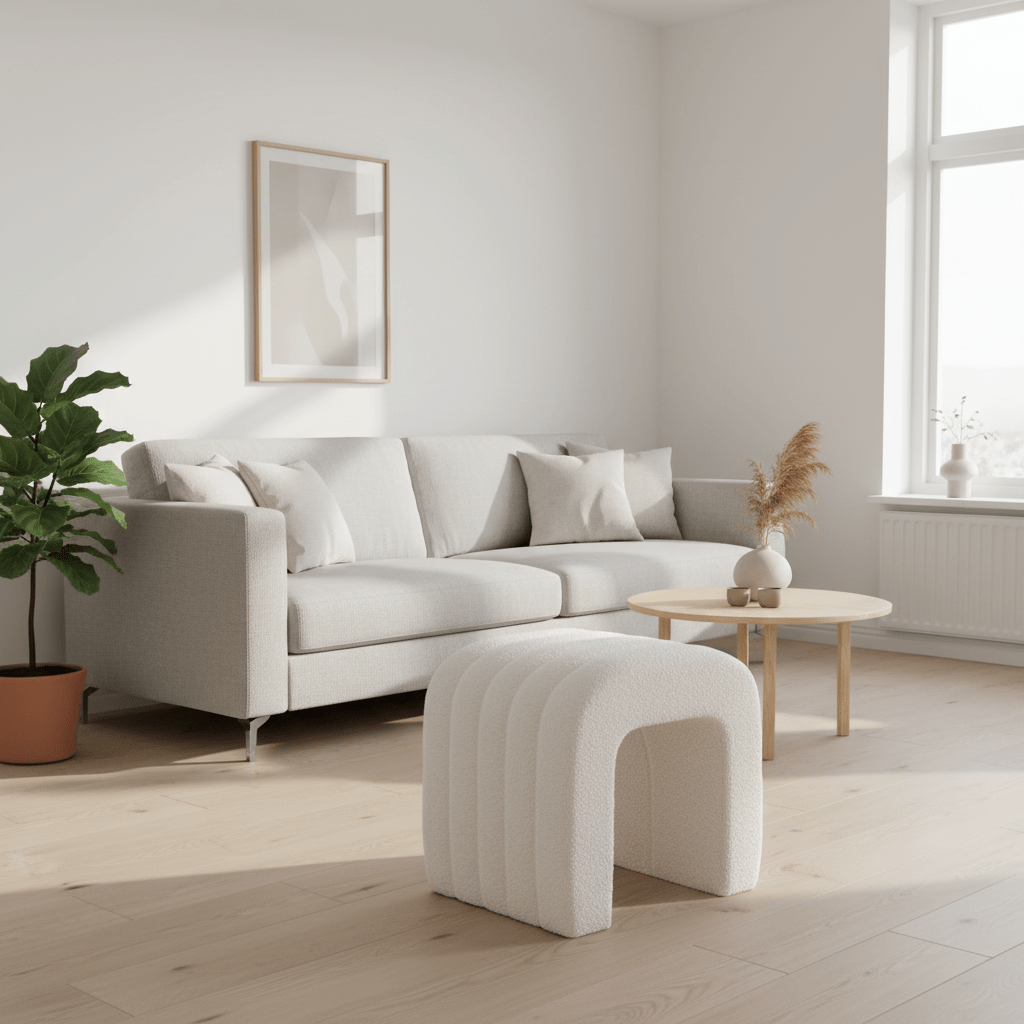 Colma puff hvit 42 x 41 x 36 cm - Lindas Dekor
