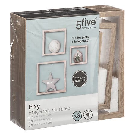 3-pk vegghyller kubeform natur 15-25 cm