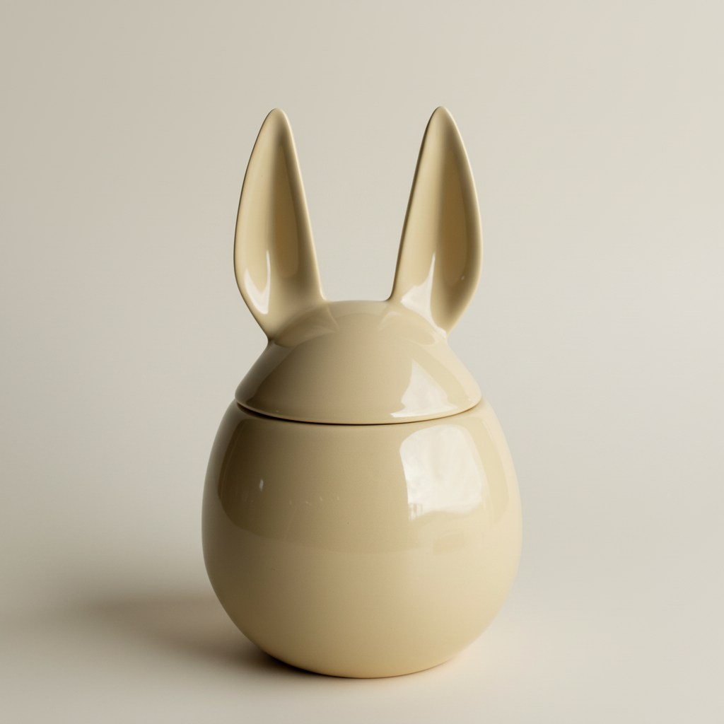 Stor gul harekeramikkkrukke diameter 11,5 cm egnet til oppbevaring og kjøkkenbruk.